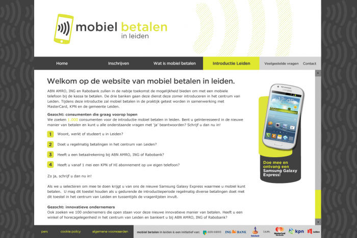 Tim Smits website Mobiel betalen in leiden