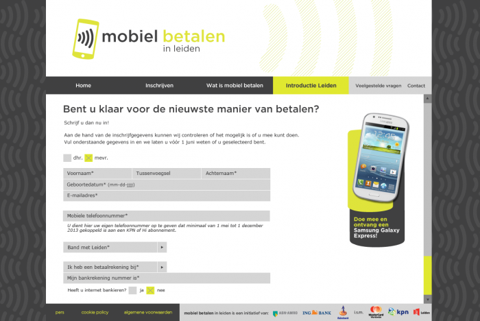 Tim Smits website Mobiel betalen in leiden